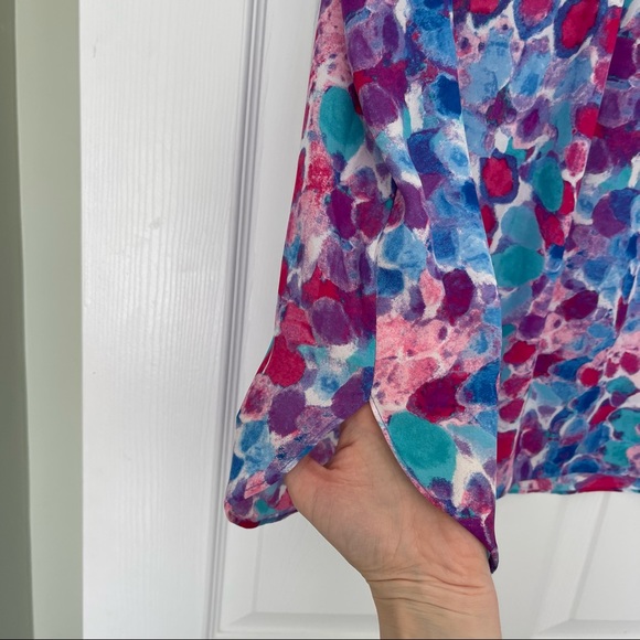 Watercolor sleeveless lightweight top, turquoise, pink, blue & purple pattern - Picture 5 of 5